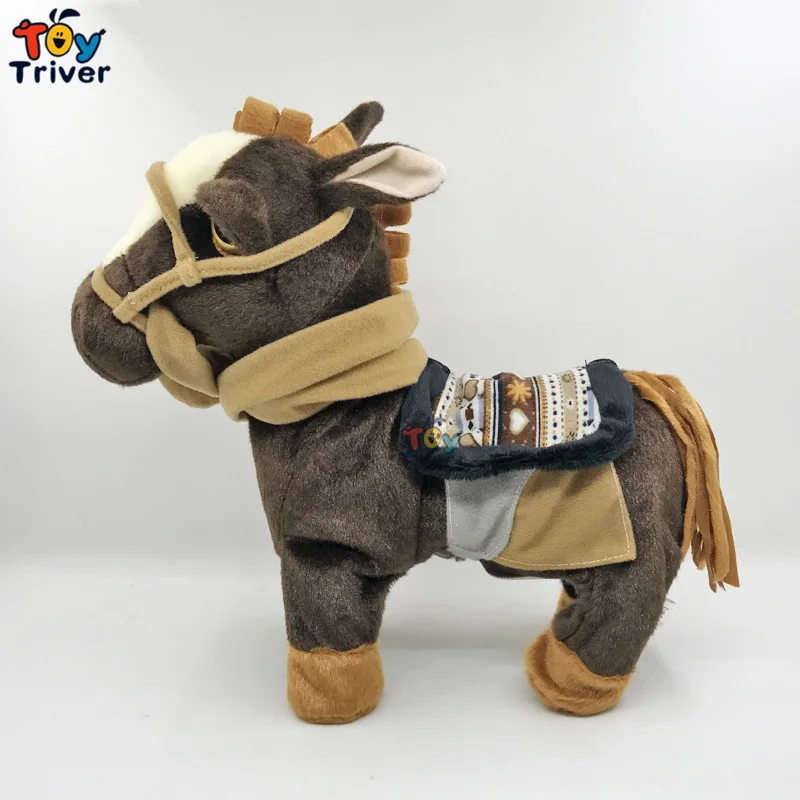 30 см электрическая плюшевая игрушка лошадь Поющая и ходячая техника пони электронная лошадь смешные игрушки для детей подарок на день рождения - Цвет: deep brown