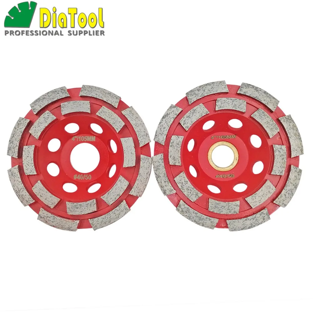 DIATOOL 2PK диаметр 100 мм диск по бетону Алмазный двойной ряд чашки колеса, 4 дюймовый шлифовальный диск, диаметр 22,23/16 мм