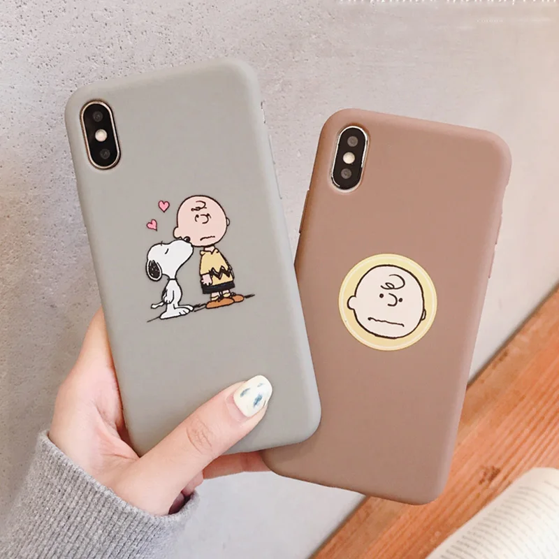 

PEANUTS Cartoon Charlie Brown and dog Soft Phone Case For Iphone11 11pro 6 6S 7 8 Plus X Xs Xr Max matte candy case capas funda