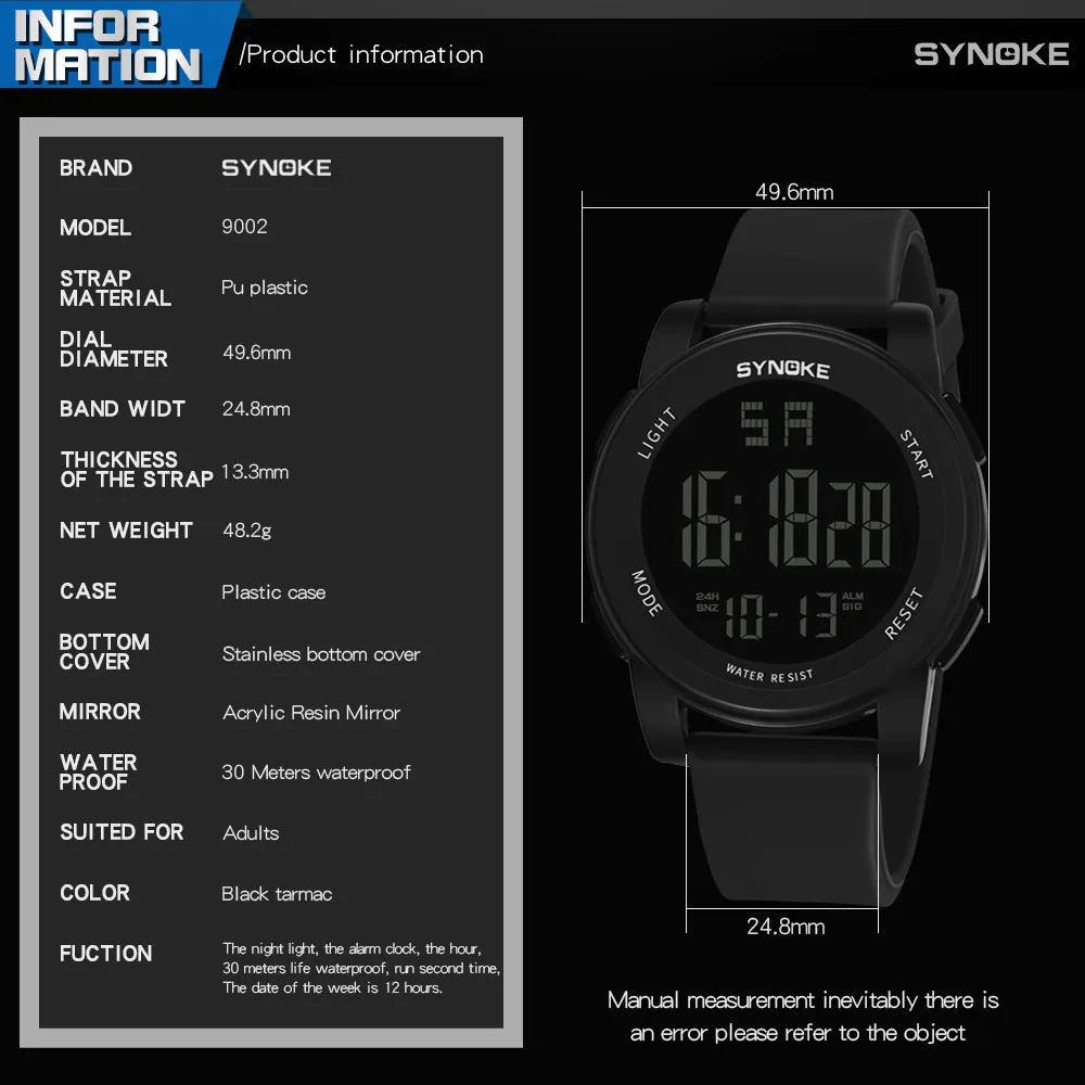 SYNOKE Men Watches Multi Function Military Sports LED Dual Movement man watch men digital watch waterproof relogio digital