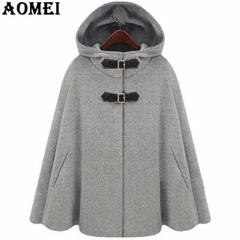 

Women Wool Coats Gray Navy Blue Wear to Work Office Lady Outwear Cloak Clothing 2020 New Fall Spring Winter Overcoats Cape