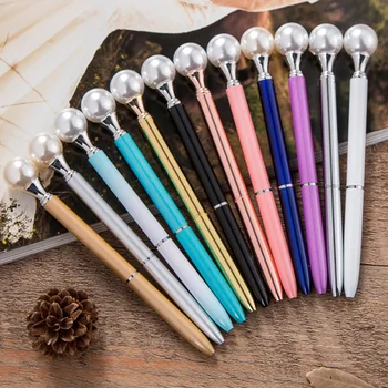 

30 pcs/lot Pearl Metal ballpoint pens for writing Cute Rotating 0.5 mm black ink ball pen business pen School supplies