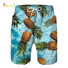Шорты для мальчиков с принтом ананаса детская одежда лето г. Повседневные детские шорты для плавания с эластичной резинкой на талии пляжная одежда для мальчиков От 8 до 14 лет