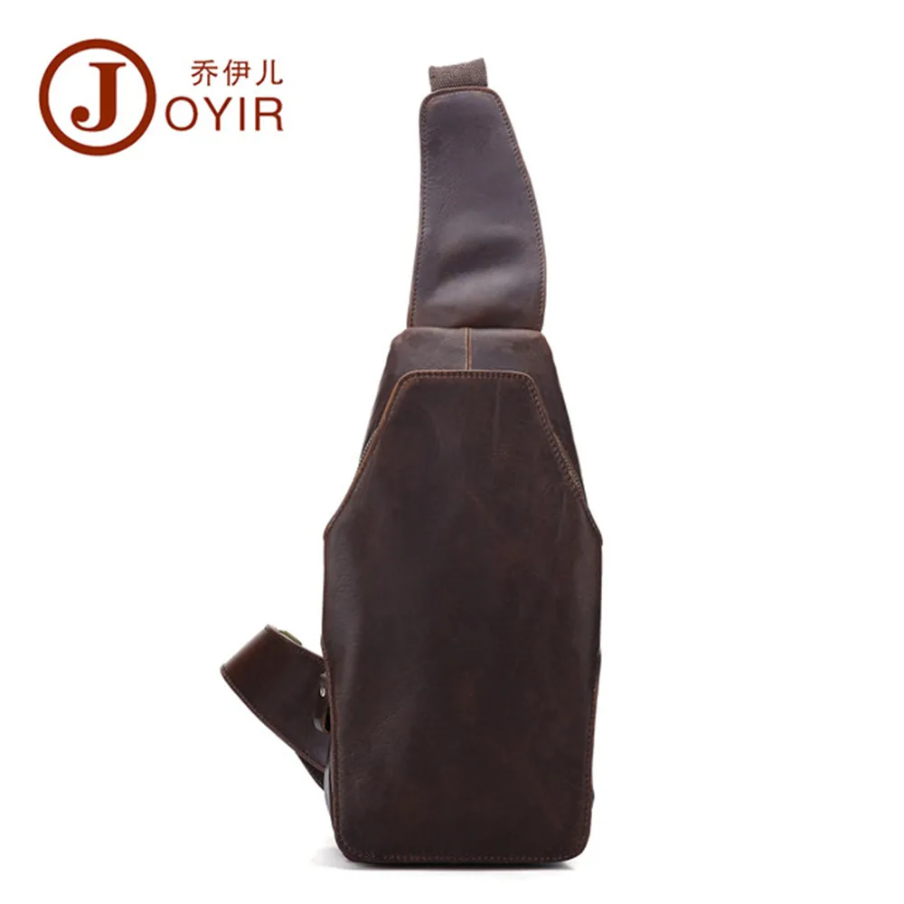 

JOYIR 2017 New men genuine leather chest package retro fashion brand Crazy horse leather men shoulder bag B571