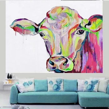 

Handpainted Cow Oil Paintings Wall Picture Animal Oil Painting on Canvas Cow Wall Art Paint for Home Decoration