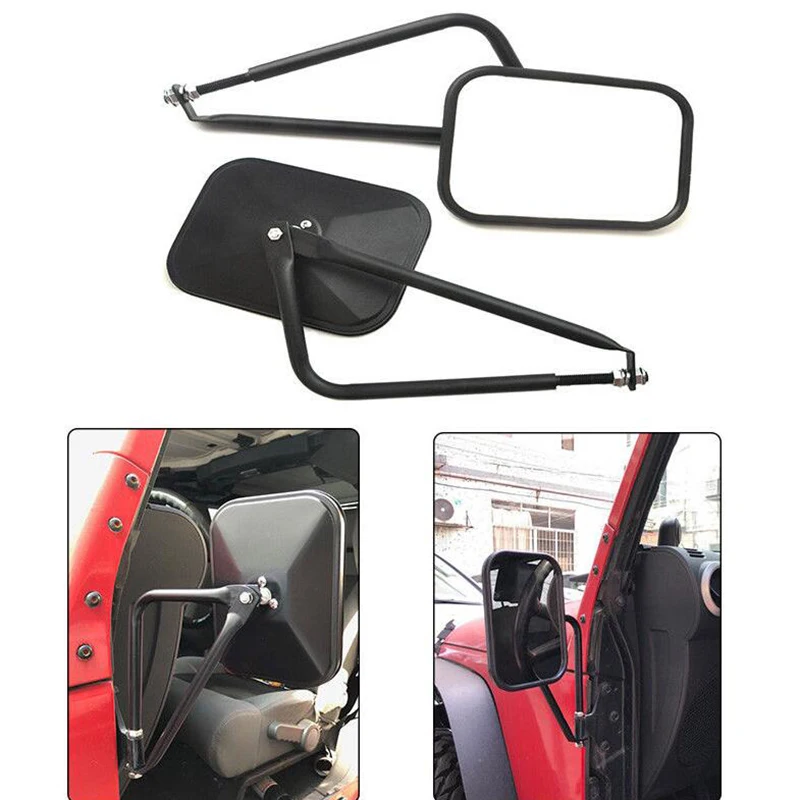 

for Jeep Wrangler JK CJ YJ 7.7"x5.7"Off-Door Side-View Hinge Mirrors Doorless Rectangular Pair 2pcs