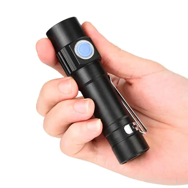 Mini Q5 LED USB Rechargeable Flashlight Torch Lamp Light 3Modes powerful led flashlight laser pointer,use 14500 battery #3S25 (8)