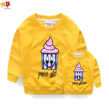 

AD Bright Mother and Son Mother and Daughter Sweatshirts Cotton Fabric Cute Pattern Family Matching Outfit Clothing Clothes
