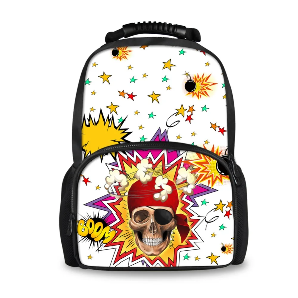 

FORUDESIGNS Vintage Pirates Punk Men Daypack,3D Floral Skull Printing Women Backpack,Fashion Cool Star Cartoon Mochila Masculina