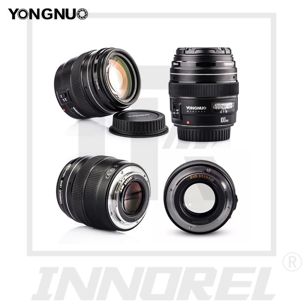 YONGNUO YN100mm F2 AF/MF Средний телеобъектив для Canon EOS DSLR камера 100 мм фиксированное фокусное расстояние EF монтажный порт 600D 60D 80D 6D 5D3