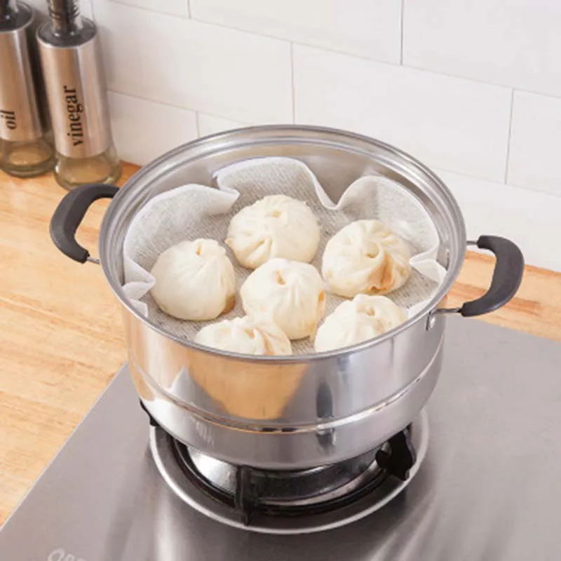5PCs/set Reusable Natural Pure Cotton Steamer Cloth Gauze Drawer Steamer Mat Stuffed Buns Steamed Bread Steamer Kitchen Steamer