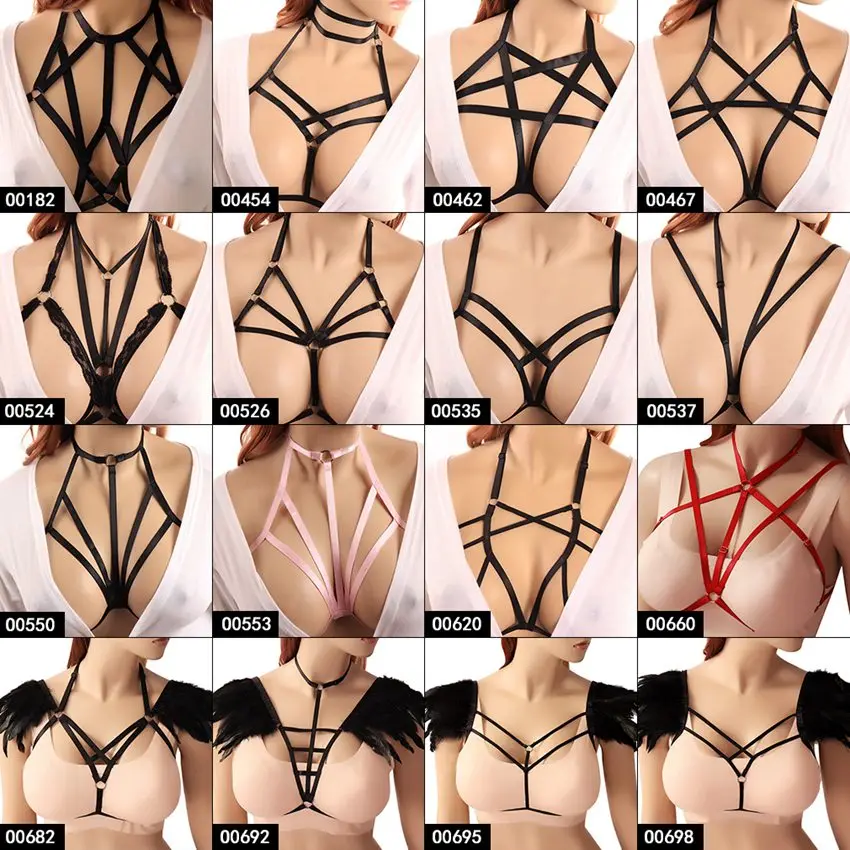 

Strappy Body Harness Bra Sexy Lingerie Chest Belt Adjust Bondage Hollow Out Tops Punk Goth Halloween Club Party Rave for Women