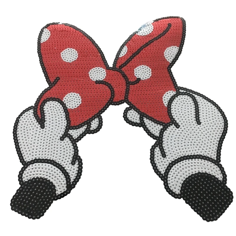 

2PCS Girl Sequined Patches for Dresses Iron on Garments Patches Large 3D Bow Feather Applique DIY Stickers Sequin Patches Kids