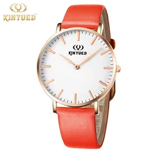 KINYUED Luxury Brand Womens Quartz Watch Genuine Leather Female Wristwatches White Face Fashion Casual Clocks Orologio Donna