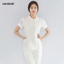 Костюм женские элегантные качественные Топы+ брюки комплект slim fit Комбинезоны косметолога салон красоты Рабочая одежда здоровье музейный спа техник