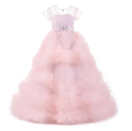 

Girls Formal Dress 2017 Sleeveless Flower Girls Princess Dresses Kids Floor Length Bow Party Ball Gown Children's Wedding Dress