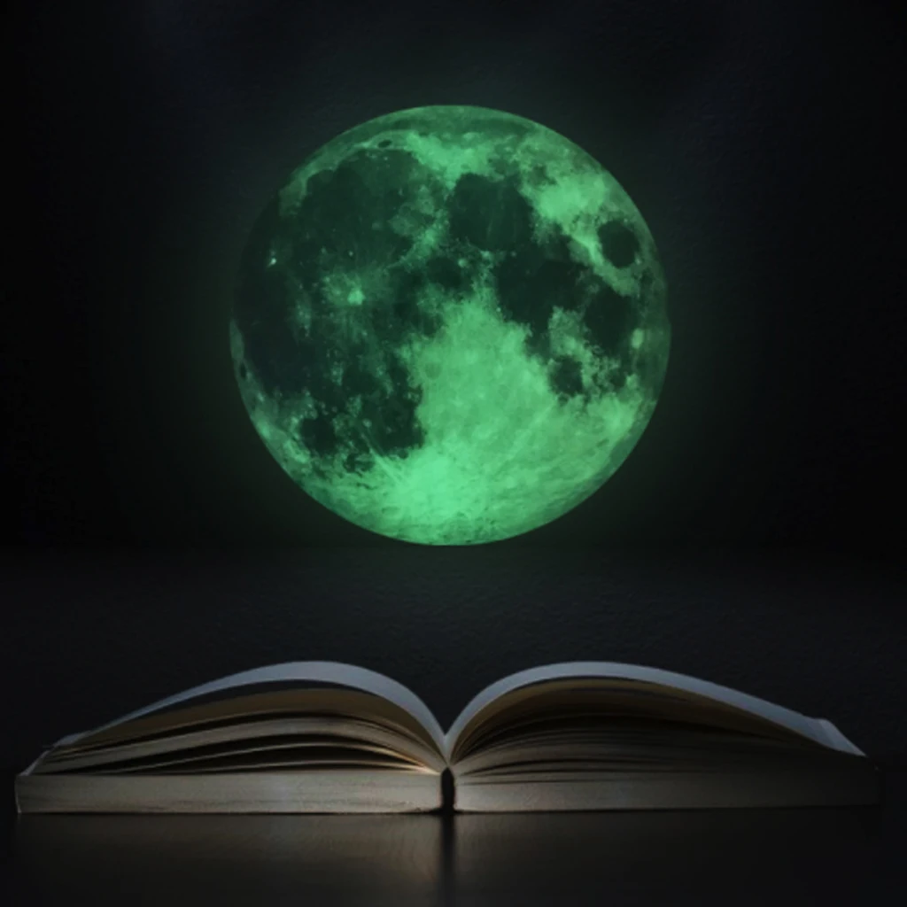 

Luminous 3D Large Moon Sticker Fluorescent Wall Sticker Bedroom Removable PVC Glow In The Dark Sticker Office Home Decor Gift