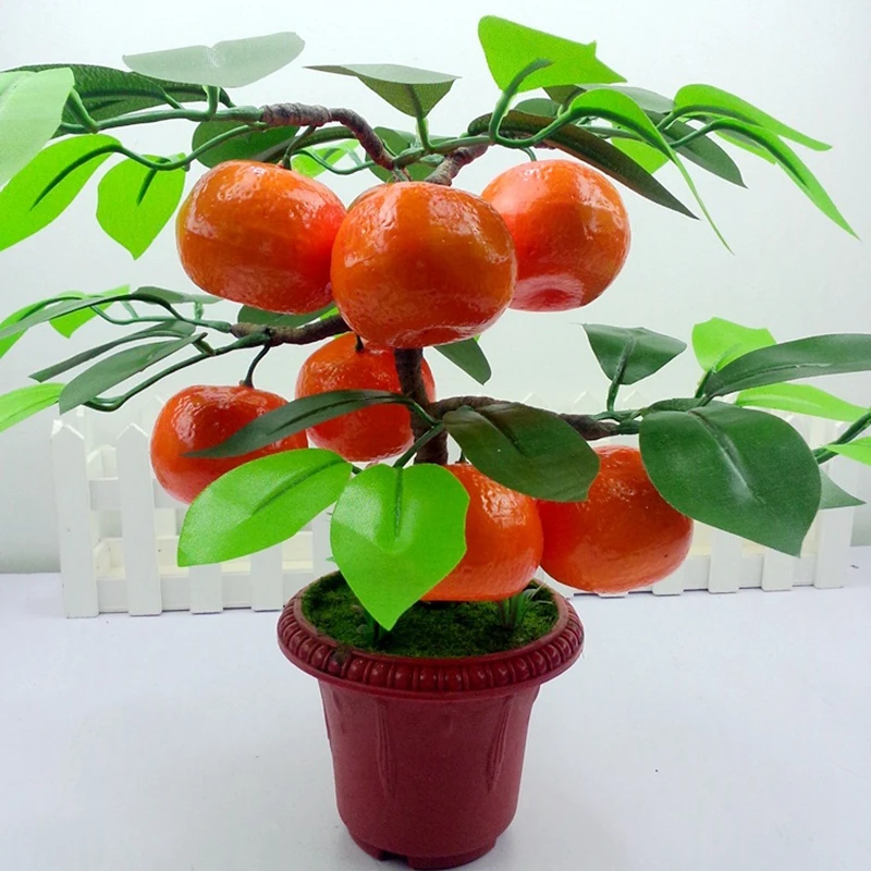 Artificial Tree Fruit Orange Apple Lemon Trees Plastic Potted