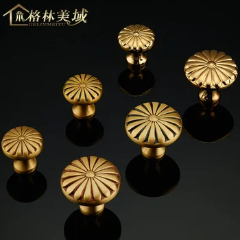 

Full copper handle European cabinet door handle gold Chinese furniture single hole drawer handle antique