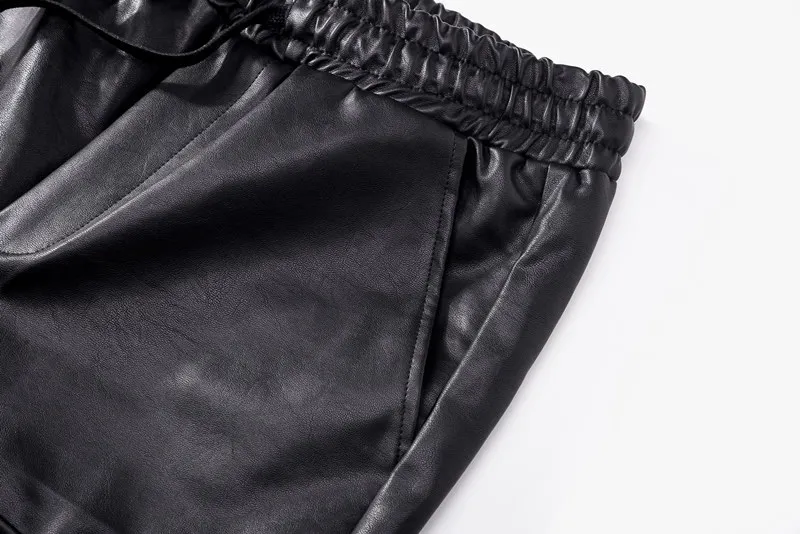 Крутые сексуальные мужские черные кожаные шорты из мягкой искусственной кожи, уличная одежда в стиле хип-хоп