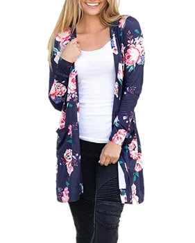 

Hitmebox 2019 New Fashion Autumn Women's Boho Floral Printed Open Front Long Sleeve Pockets Cardigans Coverup Tops Jacket Coats