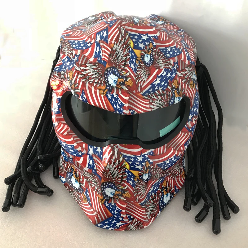 Матовый Камуфляжный шлем "хищник", маска из стекловолокна, мотоциклетный шлем с рисунком черепа орла, мотоциклетный шлем с полным лицом