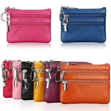 Cartera de cuero de moda para mujer, Clutch de una o dos cremalleras para mujer, monedero pequeño de nuevo diseño, tarjetero pequeño suave