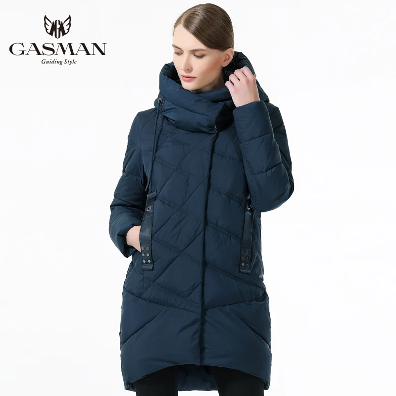 GASMAN Brand Winter Jacket Women 2018 Medium Length Thick Down Parka Fashion Hooded Overcoat For Women Clothes Winter Pink Color