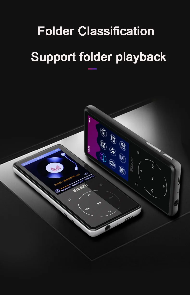 Ruizu D16 8G New Metal Bluetooth MP3 player Bulit-in Speaker with FM radio voice recorder e-book Portable Video player