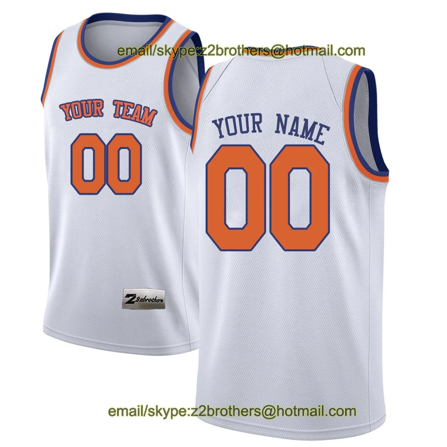 

China OEM Factory Custom Basketball Jerseys New York White DIY Design Your Own College Team Shirt Men Women Youth Embroidered