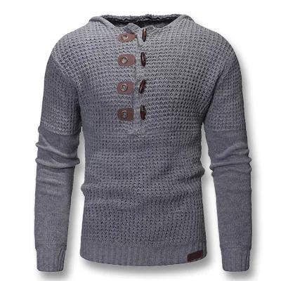 Light Gray Мужские свитера с капюшоном пуловеры Hombre мужские повседневные модные облегающие вязаные свитера большого размера вязаная верхняя одежда - Цвет: Light Gray