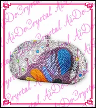 Aidocrystal white beaded wing pattern printed women’s clutch bag