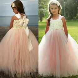 Bbonlinedress потрясающее светло-Персиковое платье с цветочным узором для девочек 2019 г., платье с квадратным вырезом для свадебной вечеринки
