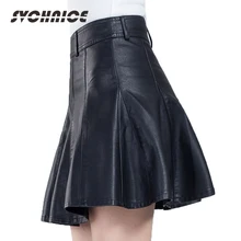 Высококачественные мини юбки из искусственной кожи размера плюс S-5XL черная кожаная юбка женская плиссированная юбка с высокой талией женские короткие летние юбки