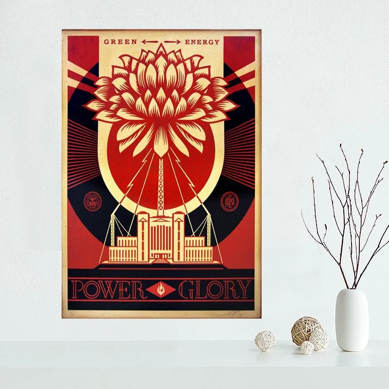 Shepard Fairey Холст плакат холст для картины на индивидуальный заказ плакат печать ткань стены Искусство Плакат - Цвет: Светло-зеленый