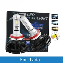 Светодиодный фонарь для автомобильных фар H4 H7 H11 H1 H3 12 В 12000LM, автомобильная лампа для Lada Niva/Samara/Signet/Vesta/Granta/Xray/Kalina/Priora/Largus