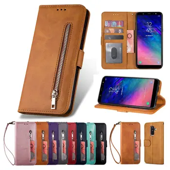

Leather Zipper Wallet for Coque Samsung A6Plus Case Samsung A6 Case Galaxy A6 Plus 2018 Flip Cover for Samsung Galaxy A6 2018