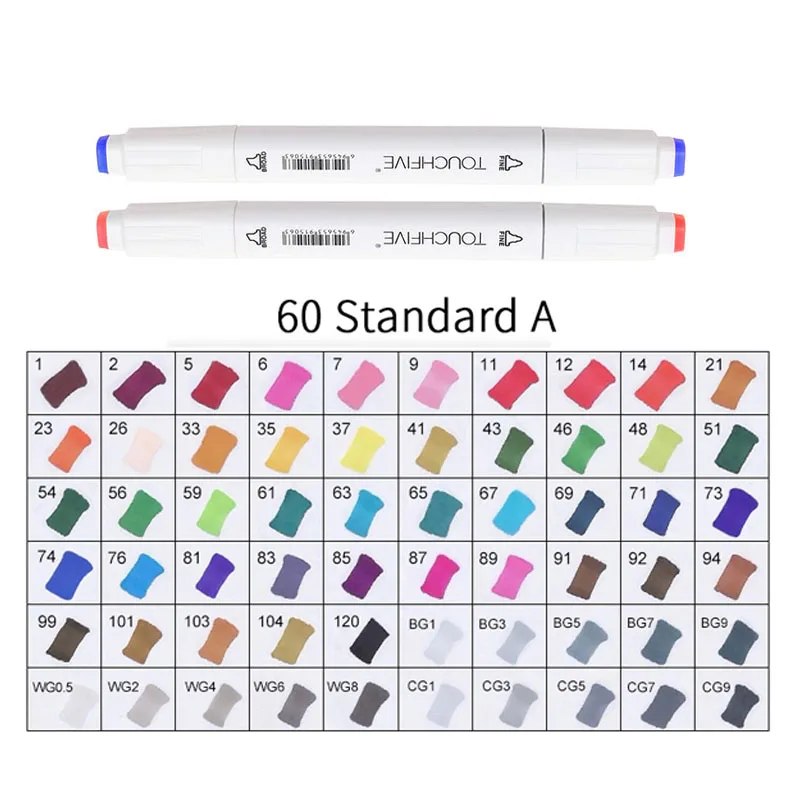 TOUCHFIVE 60 цветов набор маркеров с двойной головкой эскиз маркеры Кисть ручка для рисования манга анимация дизайн художественные принадлежности - Цвет: Тёмно-синий