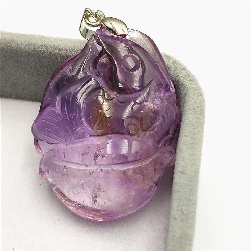 

Natural Purple Ametrine Necklace Pendant Gemstone Party Anniversary Love Gift 38x29x14mm Crystal Accessories AAAAA Pendant GIft