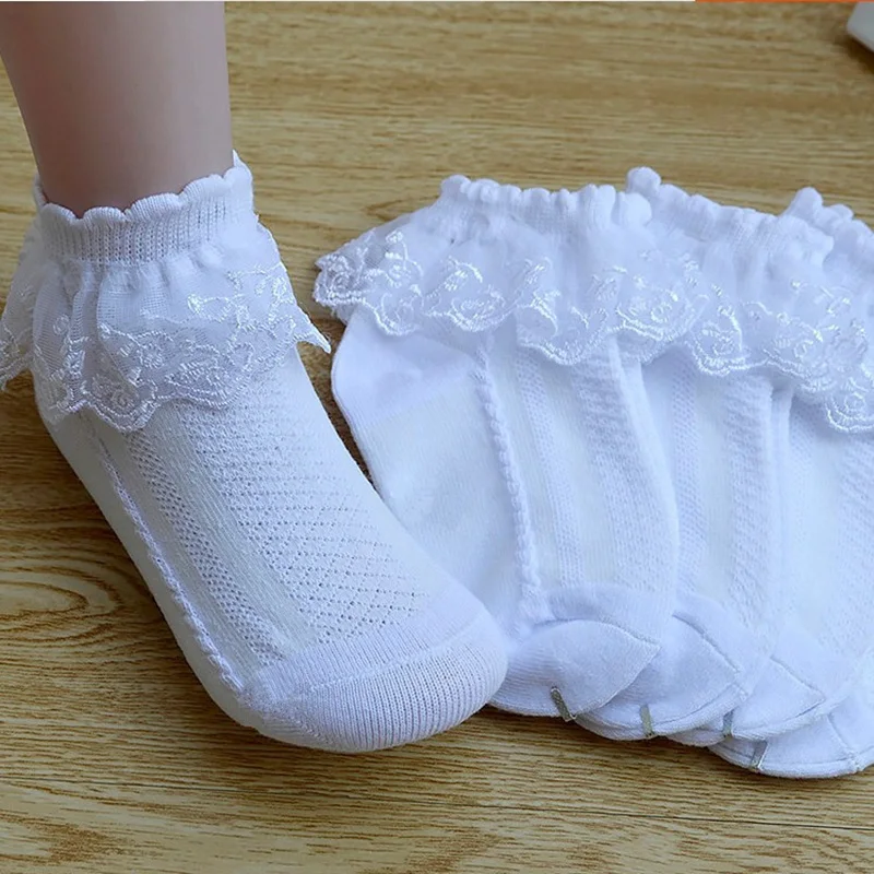 Breathable Cotton Lace Ruffle Princess Mesh Socks Children Ankle Short Sock White Pink Yellow Baby Girls Kids Toddler cotton socks children socks