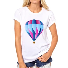 Новая модная женская футболка, популярные воздушные принты воздушных шариков, брендовая футболка, топы с коротким рукавом для женщин, одежда, Однотонная футболка с круглым вырезом 54N-2