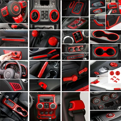 Us 18 0 Carcarhome Dashboard Air Vent Ring Steering Bezel Shift Panel Cover Interior Trims Outlet Red For Jeep Wrangler Jk 11 Free Ship In Chromium