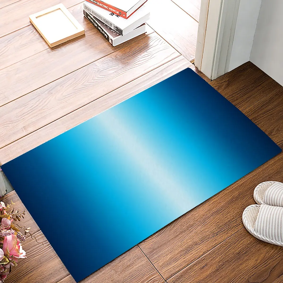 Blue And White Gradient Pattern Door Mats Kitchen Floor Bath Entrance Rug Mat Absorbent Indoor Bathroom Decor Doormats Rubber | Дом и сад