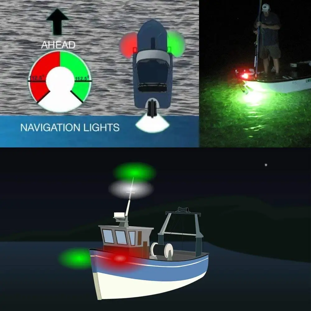 Лодка светильник 12 V светодиодный красного и зеленого цветов, парусных световой сигнал светильник навигации Предупреждение светильник для морской лодки