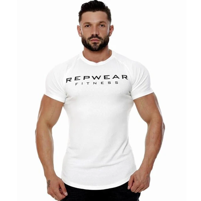 Camiseta ajustada informal para hombre, camisetas de manga corta para  gimnasio, Fitness, culturismo, Tops de algodón para hombre, ropa de  entrenamiento deportivo de verano - AliExpress