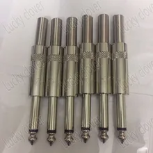 6 шт./лот 6,35 мм 1/4 Jack моно штекер аудио кабель провода адаптер разъем