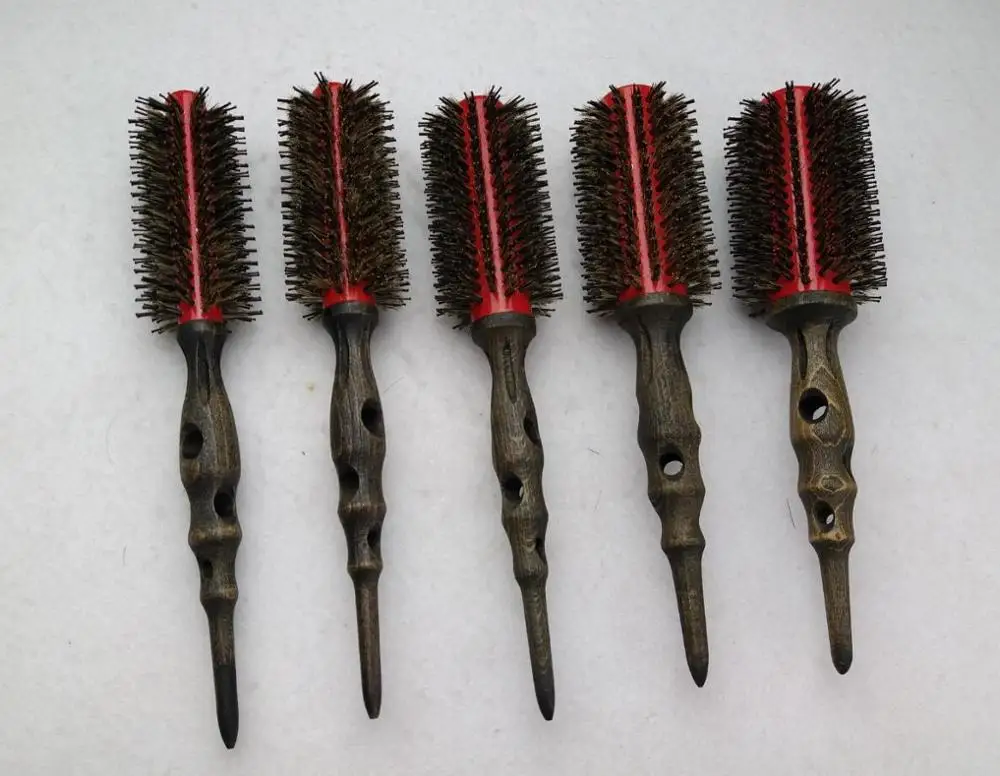 Free Shipping Wooden Hair Brush With Boar Bristle Mix Nylon Styling