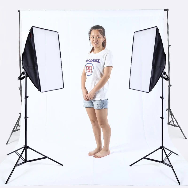 photo light softbox set photographic equipment background stand 2pcs