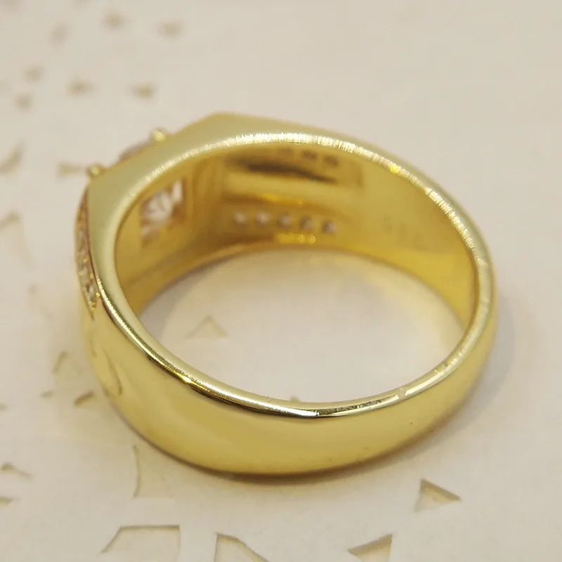 Размеры 7-12 классический золотой цвет стразы кубического циркония Для мужчин черное кольцо из эмали мужской 18krgp кольца Лидер продаж