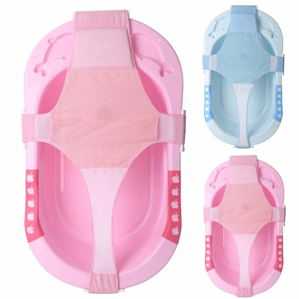 

Baby Infant Cross Shaped Slippery Bath Net Antis Kid Bathtub Bath Shower Cradle Bed Seat Net PP And Cotton Home Pink Blue